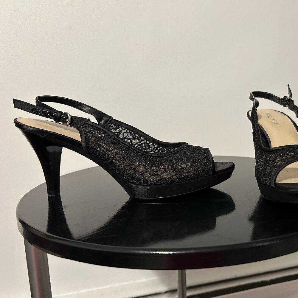 Black, 3.5", Size 9M, Nylon, Nine West Heels